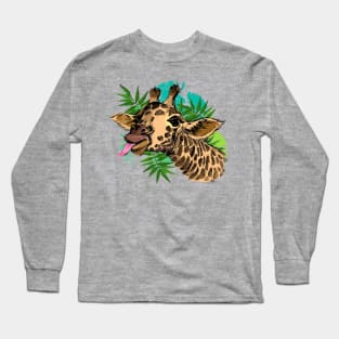 Funny Giraffe showing tongue Long Sleeve T-Shirt